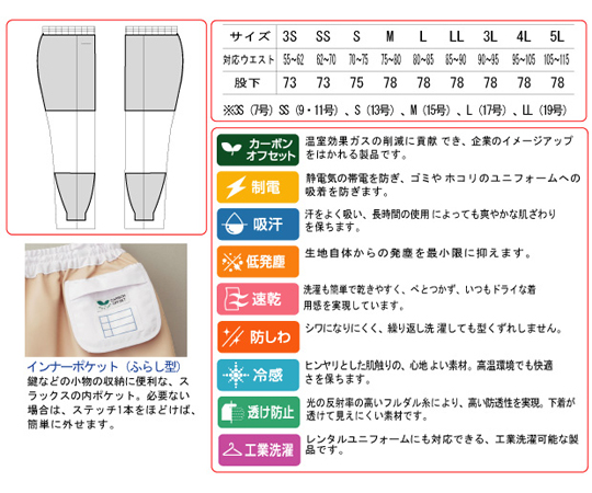 白衣　食品産業向け　男女共用　スラックス　ツイル　キュプラ混　下　ブルー　SSS 鮮やかなブルーのスラックスが正面から見える状態