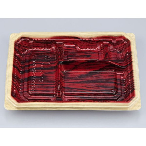 シーピー化成 弁当容器 BFNアルバ27-1 和もく赤 本体 発泡画像