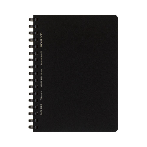 ソフトリングノート　方眼罫　Ａ６　７０枚　黒画像