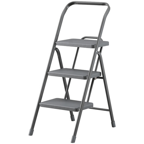 折りたたみｽﾃｯﾌﾟ 3段 ﾀﾞｰｸｸﾞﾚｰ 1台画像