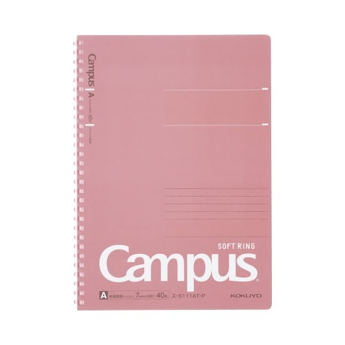 キャンパスソフトリングドット罫４０枚Ｂ５　桃　５冊画像