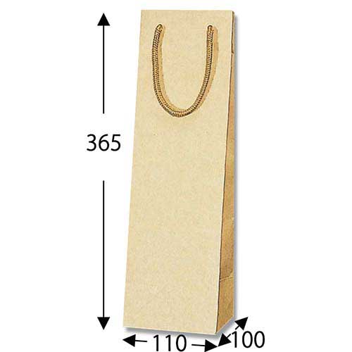 ワイン用手提げ紙袋（クラフト・ポリエステル紐・幅110×マチ100×高さ365mm）画像