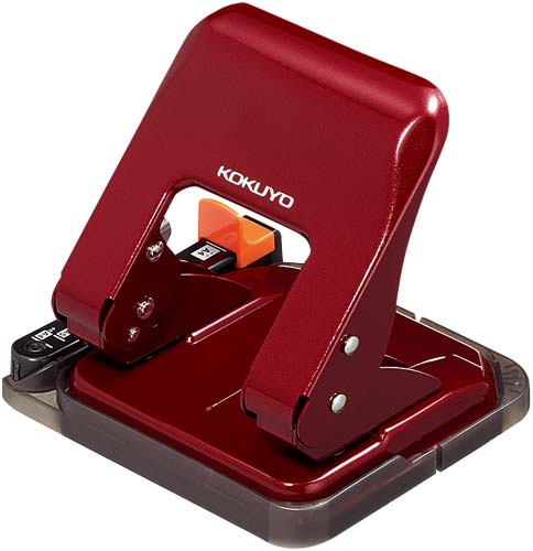 ２穴パンチ　ラクアケ　２５枚穿孔　レッド３個画像