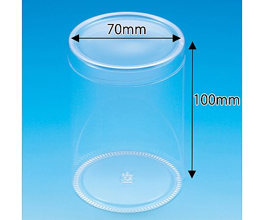 箱 クリスタルボックス PET円筒ケース 70×100 10個 透明な円筒形のケースが複数並べられた状態