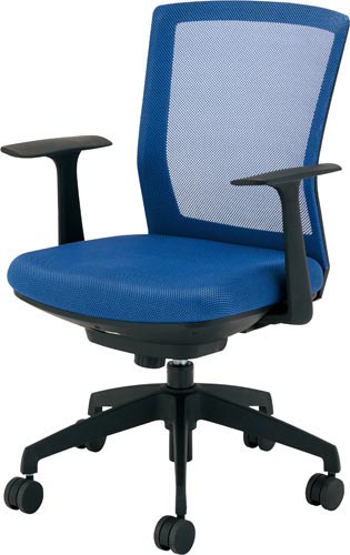 シンフォート回転椅子肘付メッシュブルー