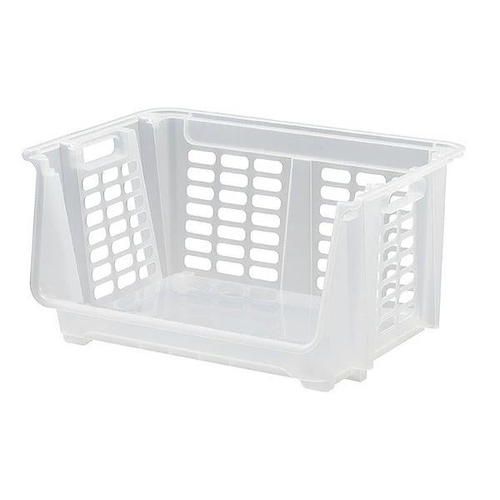 収納ボックス 約 幅45×奥行34×高さ23cm ナチュラ ストックス 浅型 squ+ クリア画像