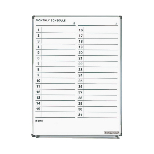 ホワイトボード（軽量タイプ）月行事横書き　縦Ｘ２画像