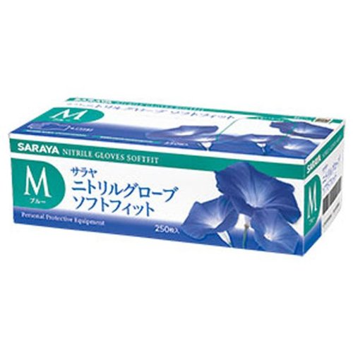ニトリル手袋 ニトリルグローブ ソフトフィット 250枚ブルーM サラヤ画像