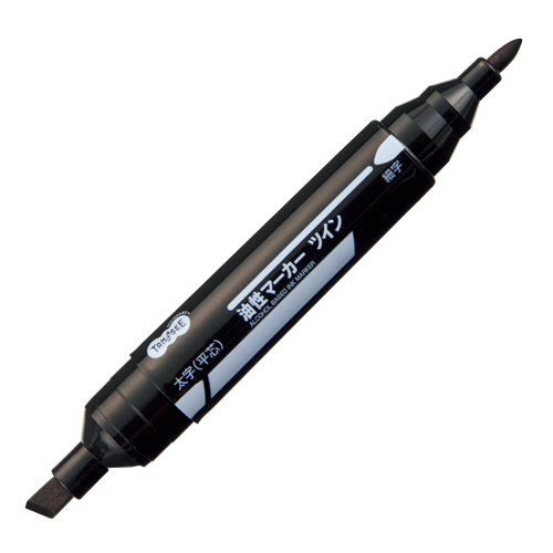 ｷｬｯﾌﾟ式油性ﾏｰｶｰ ﾂｲﾝ 太字+細字 黒 1本画像