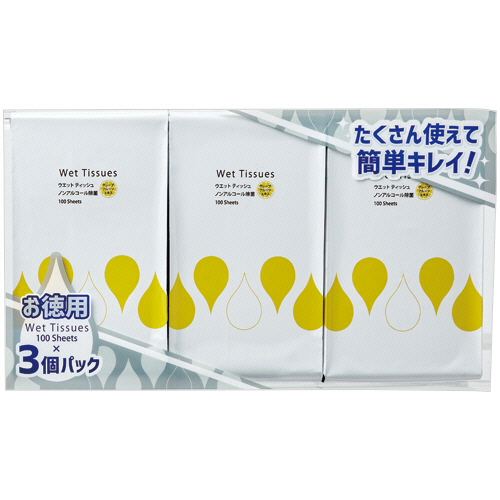 ﾉﾝｱﾙｺｰﾙ除菌ｳｴｯﾄﾃｨｯｼｭ ﾎﾞﾄﾙ詰替 1袋(300枚:100枚×3ﾊﾟｯｸ)