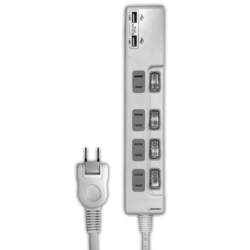 ＯＡタップ（ＡＣ×４）ホワイト　ＵＳＢ２ポート付き画像