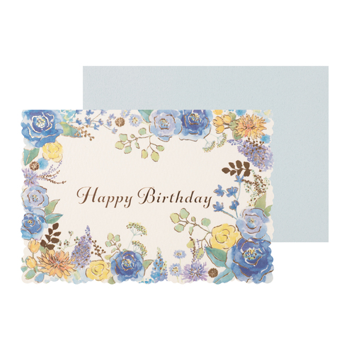 バースデーカード フラワーブルー（中紙付き）画像