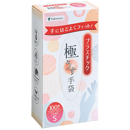 ﾀｹﾄﾗ ﾌﾟﾗｽﾁｯｸ手袋100 ﾊﾟｳﾀﾞｰﾌﾘｰ S 1箱(100枚)画像