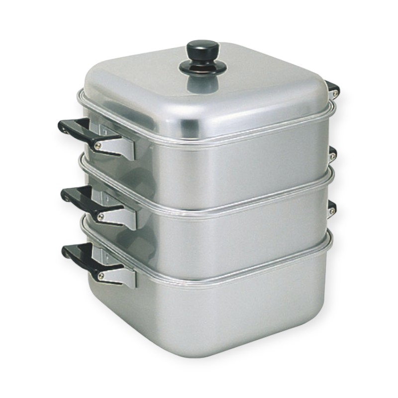 調理用品 アカオ アルマイト角蒸器 1重 26cm画像