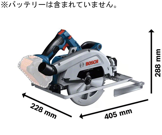 コードレス丸のこ（本体のみ） 本体が上から見える状態で、持ち手部分が見える角度