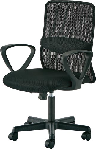 ランバーメッシュチェア　肘付　ブラック