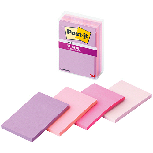 ﾎﾟｽﾄ･ｲｯﾄ 強粘着ﾉｰﾄ ﾏﾙﾁｶﾗｰ7 75×50mm 4色 1ｾｯﾄ(40冊:4冊×10ﾊﾟｯｸ)画像