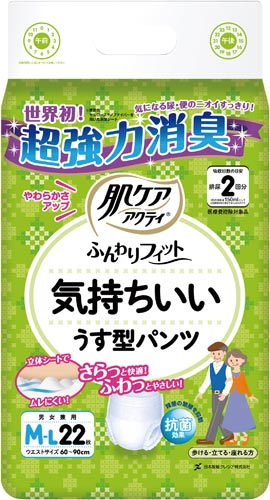 肌ケアアクティ気持ちいい薄型パンツＭＬ２２枚×４画像