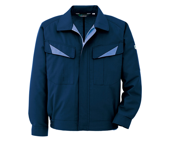 春夏作業服 帯電防止JIS適合 男女ペア長袖 ブルゾン ネイビー LL画像
