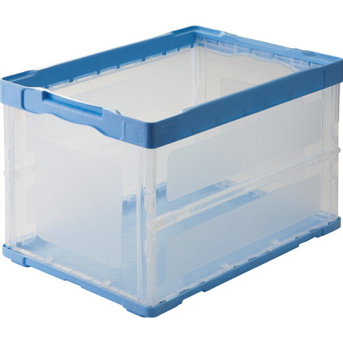 折りたたみｺﾝﾃﾅ 軽量ﾀｲﾌﾟ ﾌﾀなし 50L ﾌﾞﾙｰ/透明 1台画像