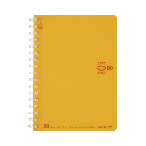ソフトリングノート　ドット入Ｂ罫　Ａ６　８０枚　橙画像