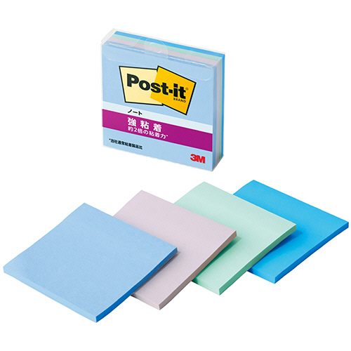 ﾎﾟｽﾄ･ｲｯﾄ 強粘着ﾉｰﾄ ﾏﾙﾁｶﾗｰ2 75×75mm 4色 1ｾｯﾄ(40冊:4冊×10ﾊﾟｯｸ)画像