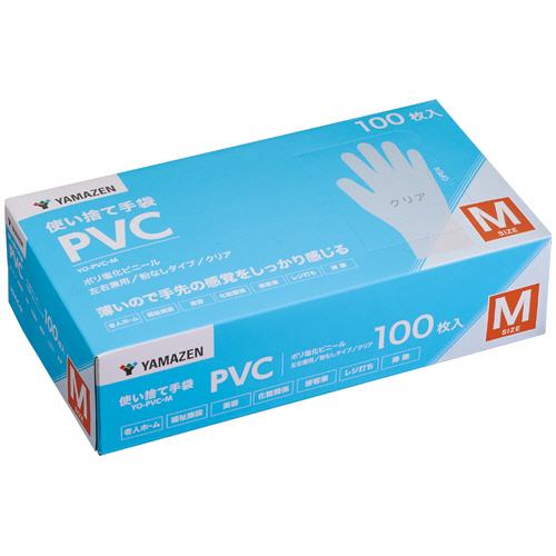 使い捨て手袋 PVC ﾊﾟｳﾀﾞｰﾌﾘｰ M ｸﾘｱ 1箱(100枚)