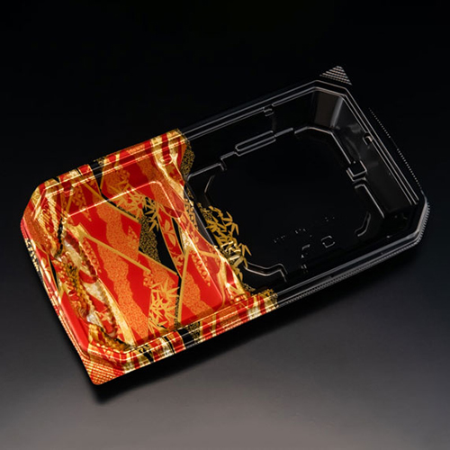 リスパック 冷麺容器 バイオ 楽麺コンボ 26-15B はれひ赤 本体画像