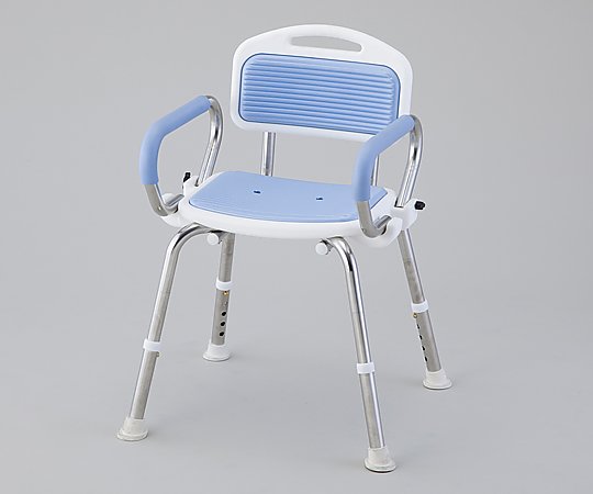 業務用シャワー椅子（ステンレスフレーム）　肘付き／ブルー画像