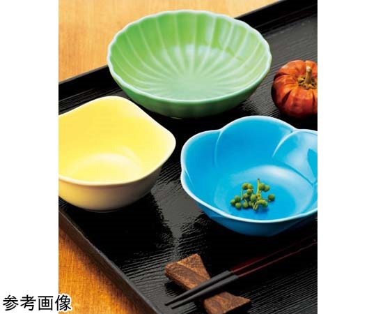 角丸小鉢 イエロー 10個入 複数並んでいるイエローの角丸小鉢が見える状態