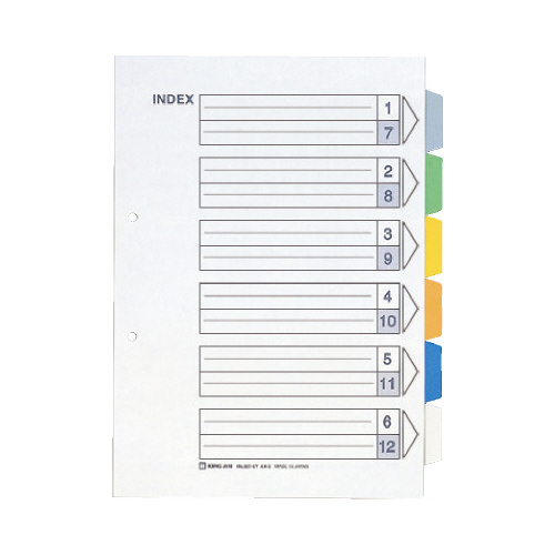 カラーインデックス　Ａ４縦　２穴　６山　１０組