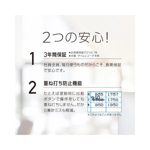 タイムレコーダ ER-60SU 前面から見た、本体が置かれたデスク上の様子。