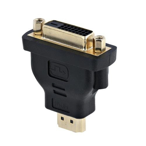 HDMI-DVI-D変換アダプター　ブラック　1個 上部から見下ろした状態で、ケーブル接続部分が見える。