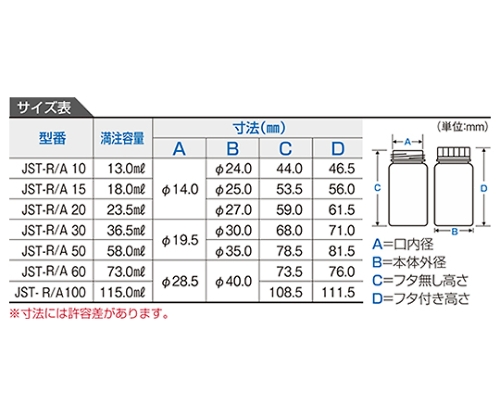PETスクリューバイアル20mL 褐色 50本 1720-0020 褐色のスクリューバイアルが整然と並んでいる様子