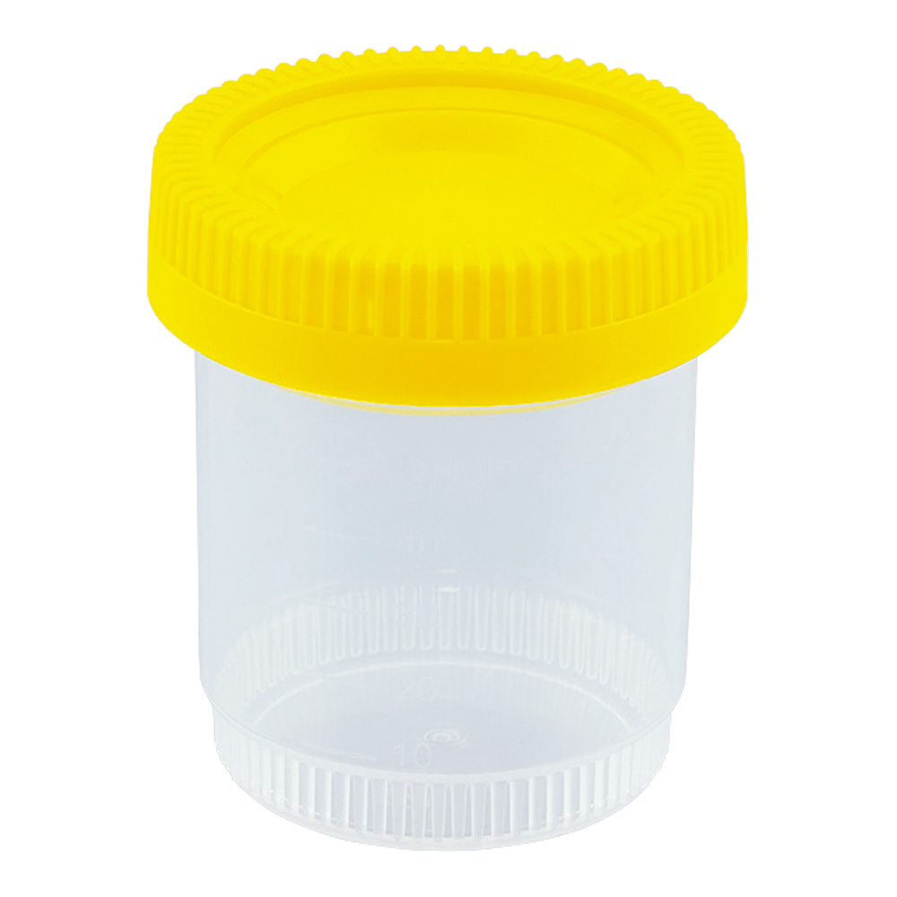 標本容器 60mL フタ黄 1箱(100個入)画像
