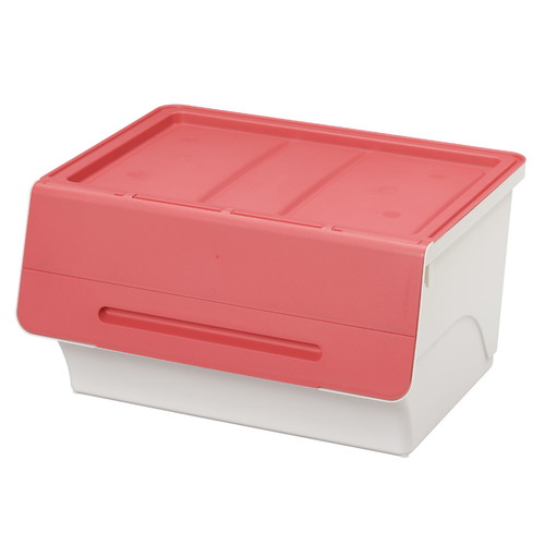 収納ボックス 前開き フロックワイド30 深型 幅57×奥行46×高さ31cm 4段階ストッパー ピンク画像