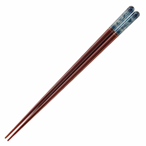 箸 24cm アクリア 漆切子松葉 木製 天然木 漆 青画像