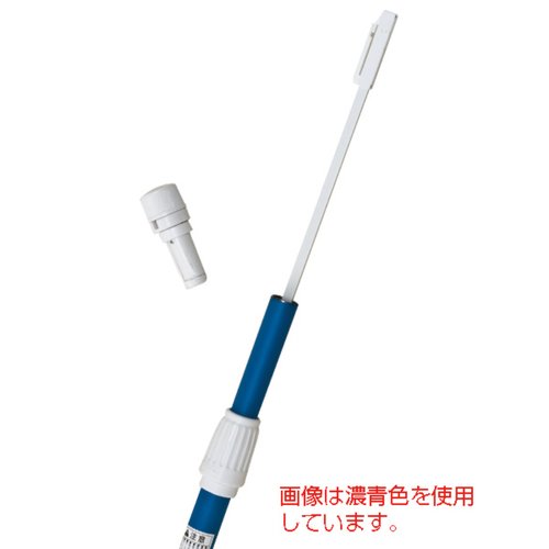 販促用品 のぼり竿 オリジナルポール 3M 水色 友屋 青色のポールが直立している様子、周囲には開放的な空間が広がっている。