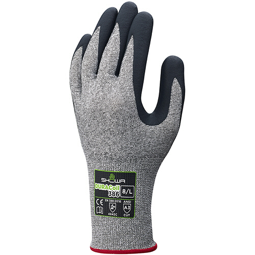 耐切創背抜き手袋 ﾃﾞｭﾗｺｲﾙ 386 L ｸﾞﾚｰ 1双画像