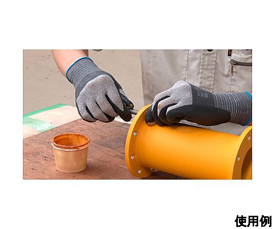 [L] 手袋(ナイロン・ポリエステル・ニトリルゴムコート) 手のひら部分がコートされたグローブの側面、細かい編み目が見える状態