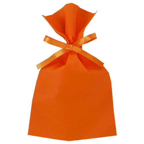 ソフトバッグベーシック2穴リボン巾着 S3 薄 オレンジ画像