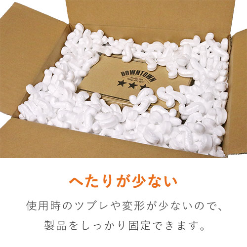 アスパックサラサラ 発泡緩衝材（300×250mm小袋）｜高強度！隙間埋めに 透明な袋に入った白い発泡緩衝材が数枚重ねられている様子