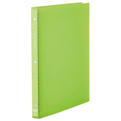 30穴ﾊﾞｲﾝﾀﾞｰ(透明PP表紙) A4ﾀﾃ 70枚収容 背幅24mm ﾗｲﾄｸﾞﾘｰﾝ 1ｾｯﾄ(10冊)画像