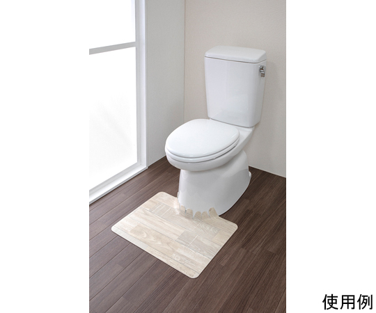 吸着拭けるフロアトイレマットウッド　ショート　ホワイト フロアトイレマットが正面から見える状態で、ホワイトのシンプルなデザインが際立っている。