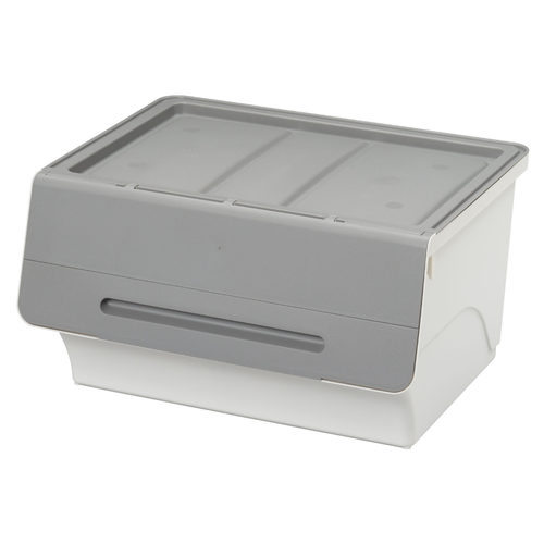 収納ボックス 前開き フロックワイド30 深型 幅57×奥行46×高さ31cm 4段階ストッパー グレー画像