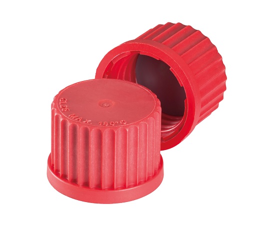 ネジ口三角フラスコ　交換用PBTキャップ（赤・GL25）画像