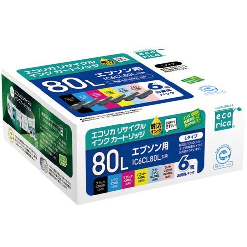 エコリカインク　エプソン　ＩＣ６ＣＬ８０Ｌ　６色画像