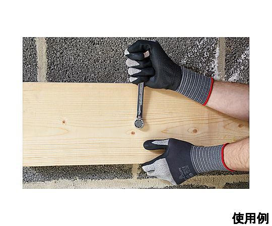 [L] 手袋(ナイロン・ポリエステル・ニトリルゴムコート) 指の部分がゴムコートされた手袋の側面が見える状態