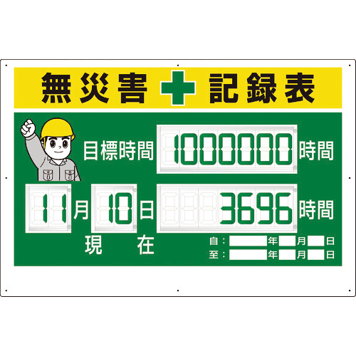ﾃﾞｼﾞﾀﾙ数字型無災害記録表 数字板固定式 1台画像