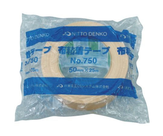 布粘着テープ No.750 25mm×25m テープの表面にテクスチャが見える状態で、ロール状に巻かれたもの。